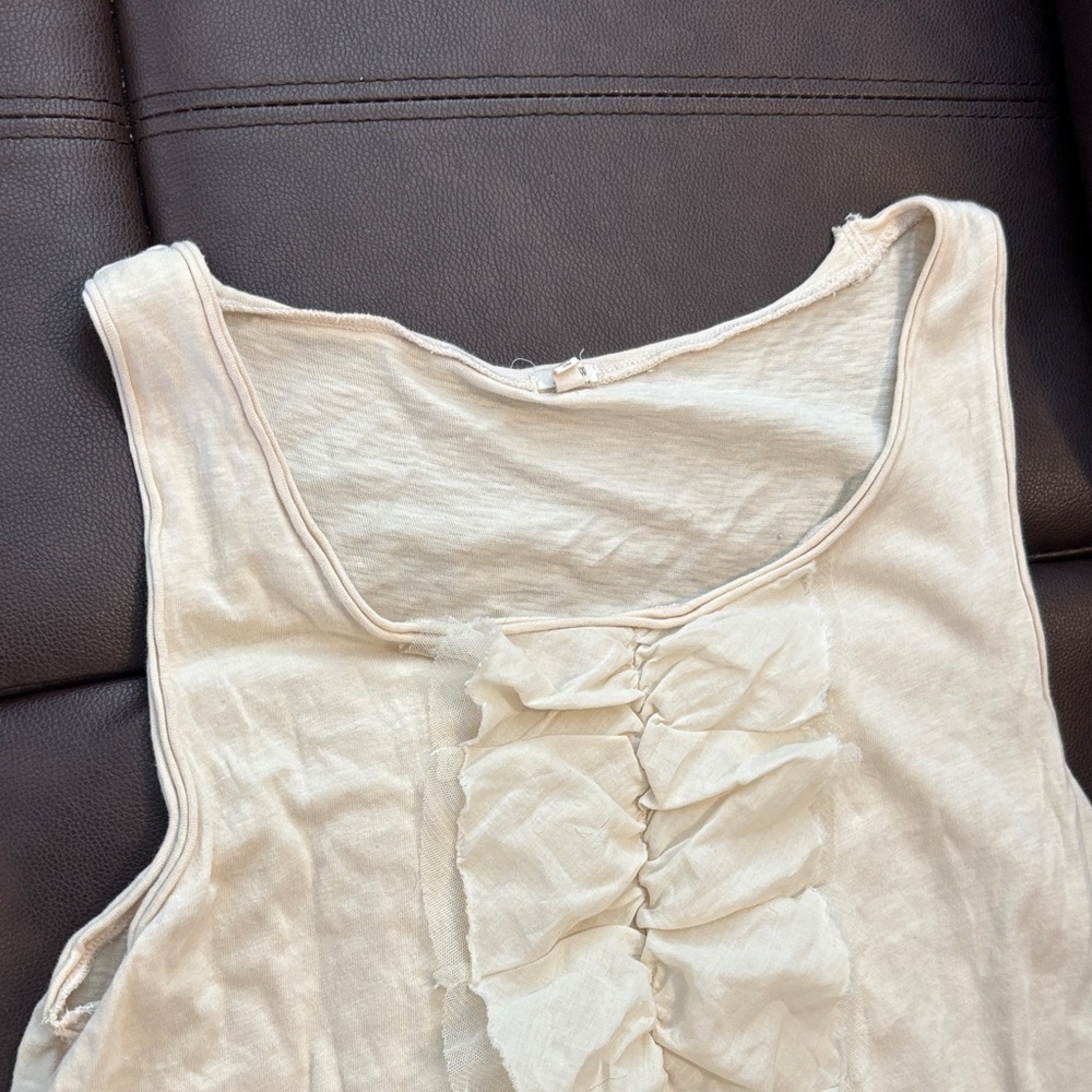 J. Crew Cream Ruffle Front Tank - Picture 4 of 5